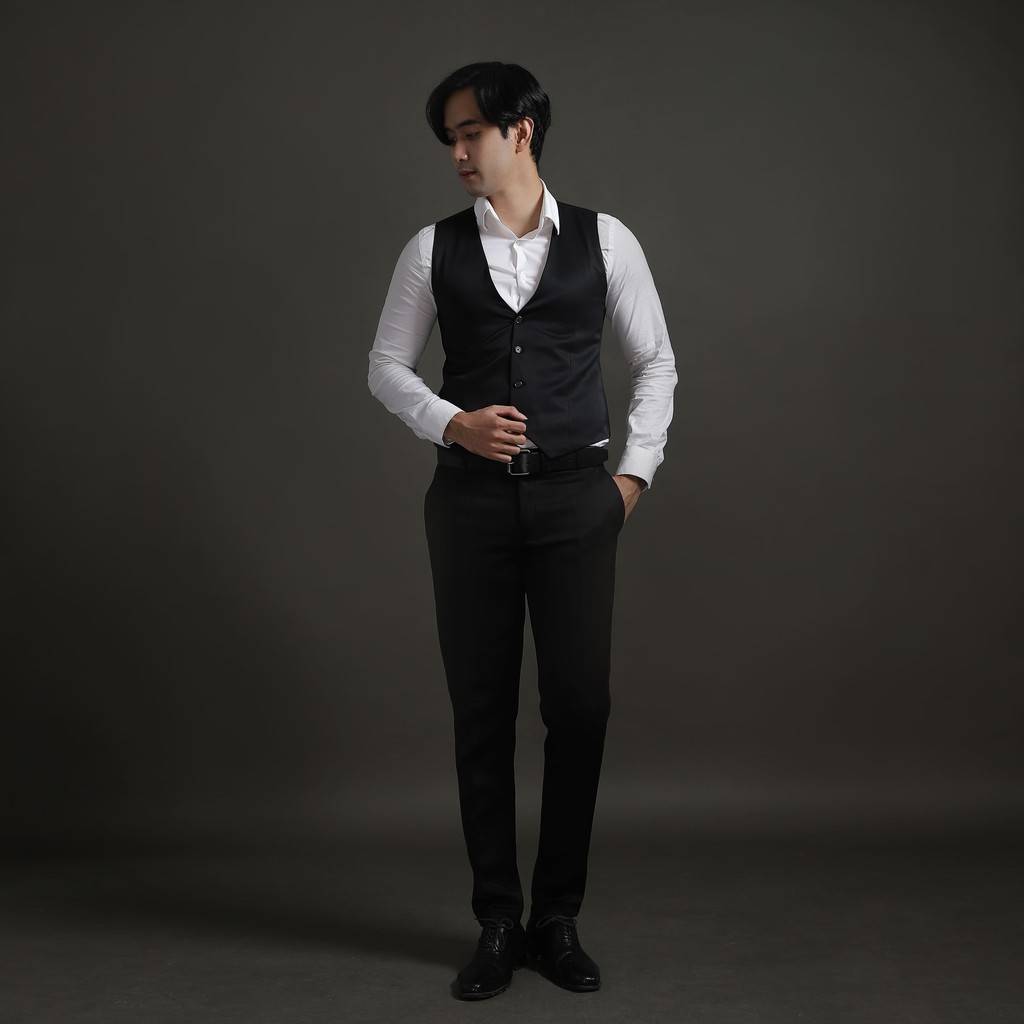 Setelan Jas Celana &amp; Rompi - Tuxedo Hitam - PEAKY PREMIUM  - GOLDY OUTFIT