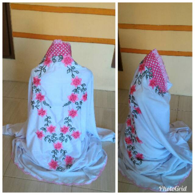 Mukena terusan bordir/mukena polino terusan