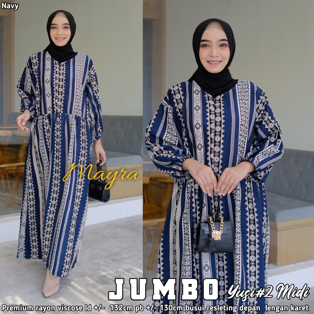 Baju GAMIS XXXXL LD 140 JUMBO Super PB 140 TOYOBO - BADAN GEMUK IBU HAMIL UKURAN BIG SIZE 298-YUSI 2 NAVY