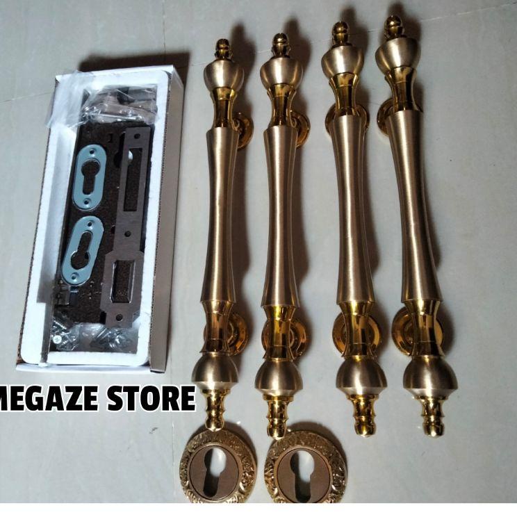 Telah Hadir.. Paket Lengkap Handle Pintu Kuningan 4 Pcs+Body Kunci+Lubang Kunci