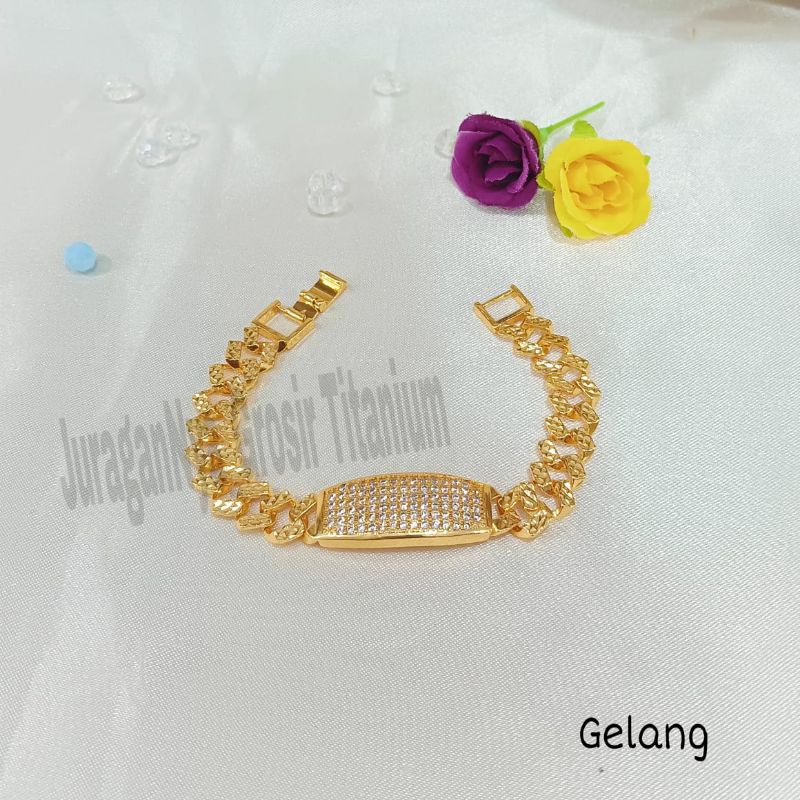 SET GELANG Titanium FULL DIAMOND SUPER perhiasan fashion Korea anti karat&amp;anti luntur