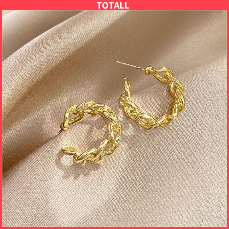 COD Anting-Anting Retro Fashion Logam Berongga Rantai Stud Earrings Premium Sense Earring-Totall