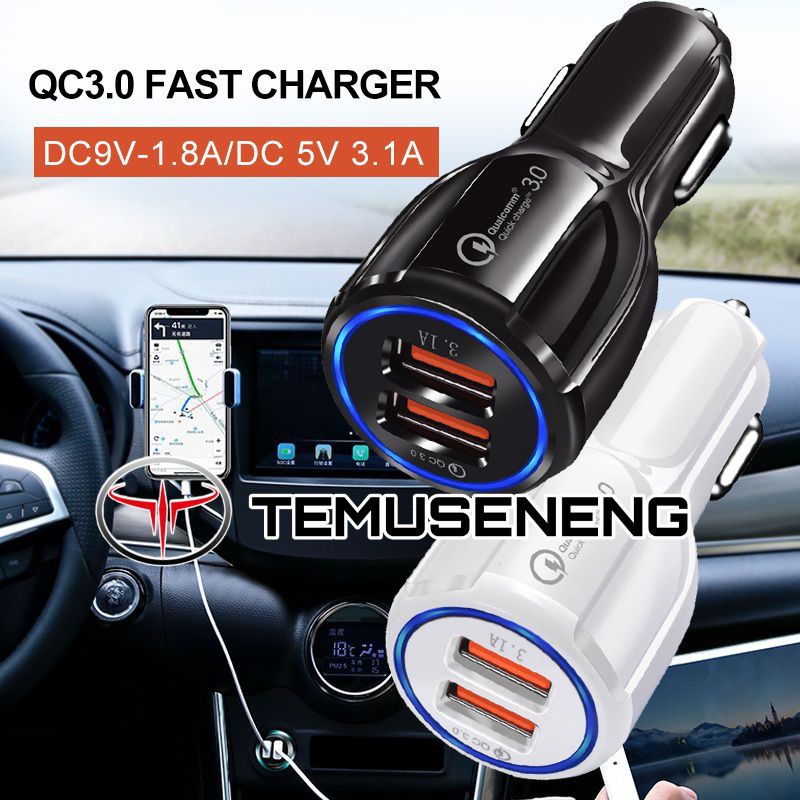 3,1A Quick Charger Qualcomm 3.0 Led Qc Smart Fast Charging Mobil Dual Usb Charger Mobil