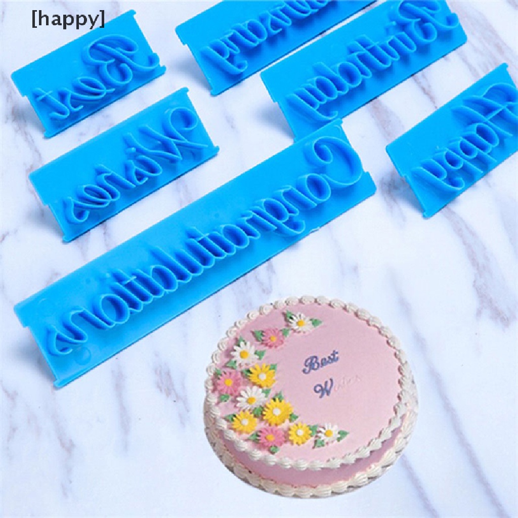 6 Pcs / Set Cetakan Kue Bentuk Huruf Happy Birthday Bahan Plastik Untuk Dekorasi