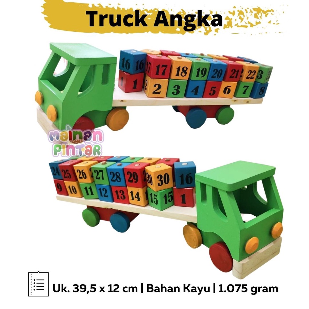 Mainan Edukasi Anak Truck Alphabet / Truck Hijaiyah / Truck Angka / Balok Accesories / Kotak Klasifikasi Bisa COD