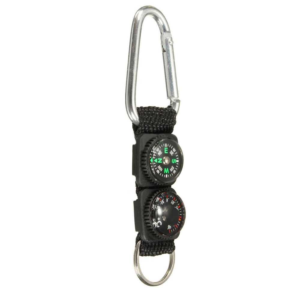 Mayitr Gantungan Kunci 3 in 1 Kompas Termometer Carabiner Key Ring