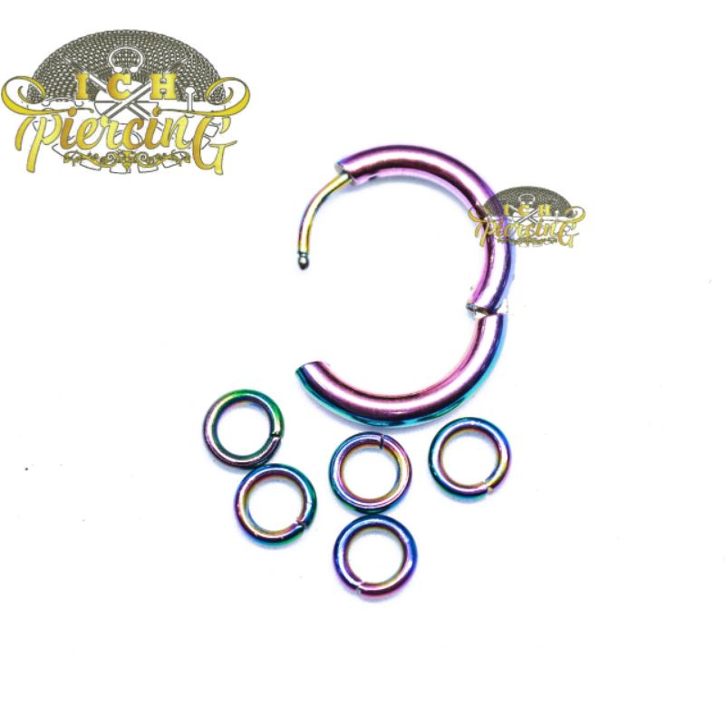 anting Hoop ring rainbow terbaru / anting Hoop korea tindik / anting Hoop rainbow 12mm, 14mm