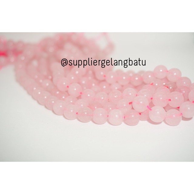 akik pink quartz merah jambu 8mm natural Glossy