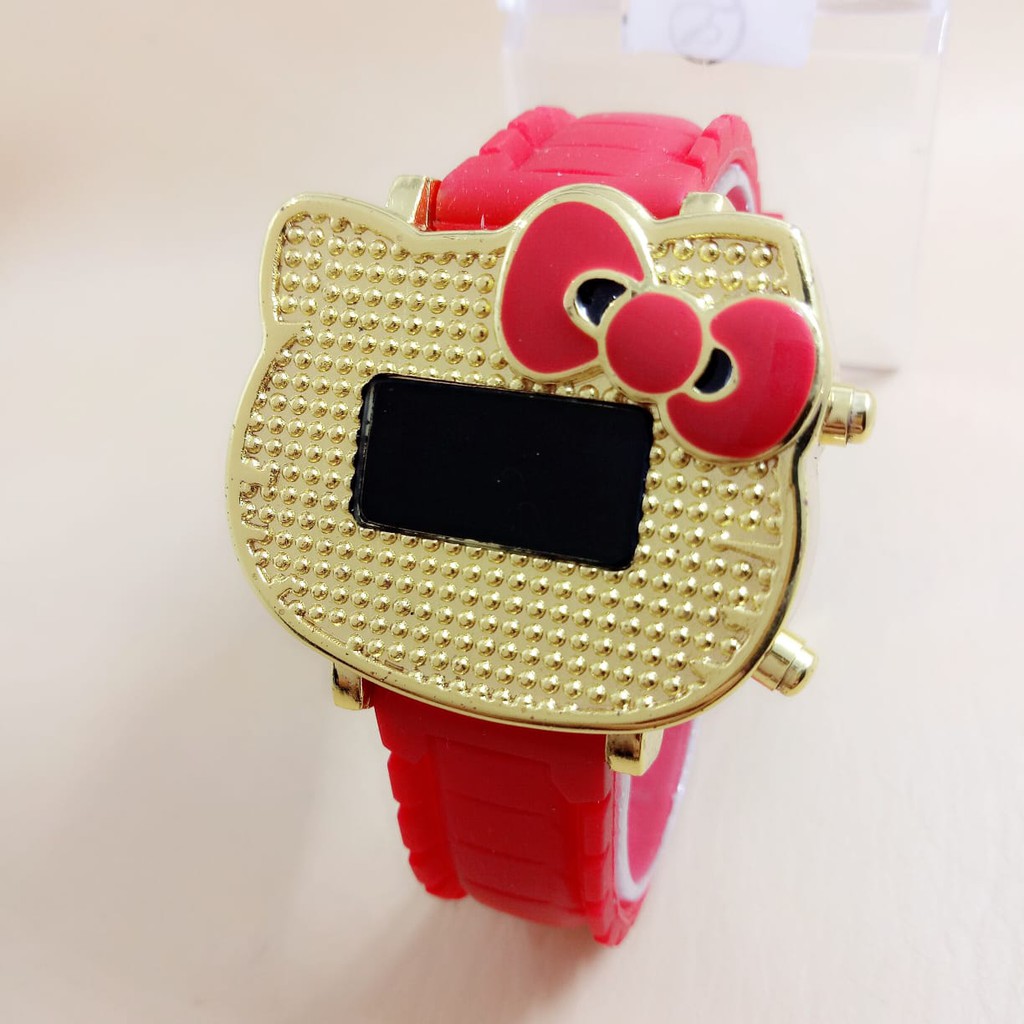 JAM TANGAN ANAK FASHION HELLO KITTY LED RUBBER