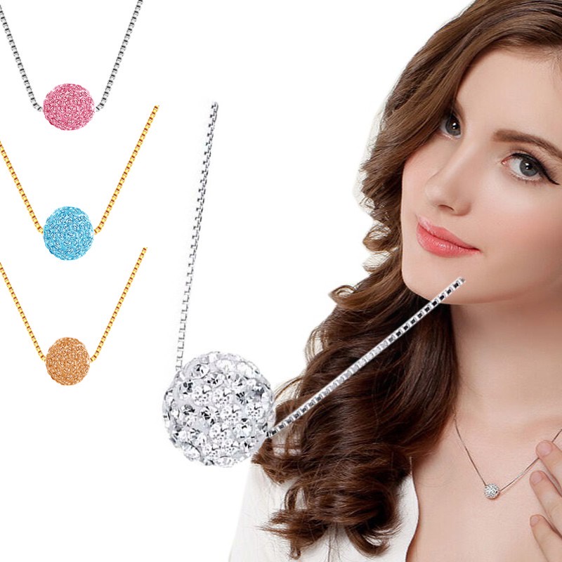 Kalung Stainless Crystal Bentuk Bola Diamond / Crystal Jewelry aksesoris fashion