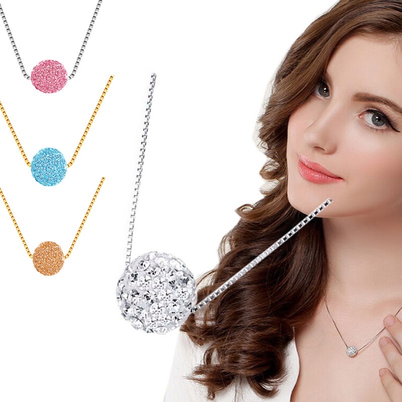 Kalung Stainless Crystal Bentuk BOLA DIAMOND / Crystal Jewelry Aksesoris fashion - MIKHAMART