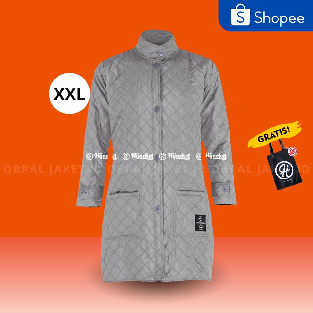 Cardigan Panjang Fashion Muslim Hijacket Belva Cloudgrey Size L XL XXL Kardigan Polos Wanita-XXL