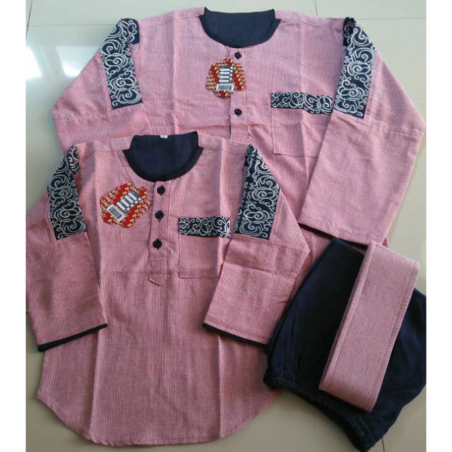 Koko anak laki muslim koko couple bordir lengan panjang merah/pink