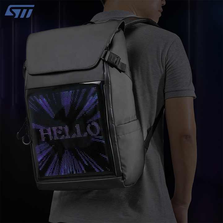 TF Tas Ransel led Sekolah 18  Inch Tahan Air Tas Laptop LED Display Hitam Tas Travel Pixoo Divoom