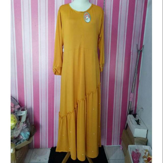 Gamis jersey adem rumbai bawah busui