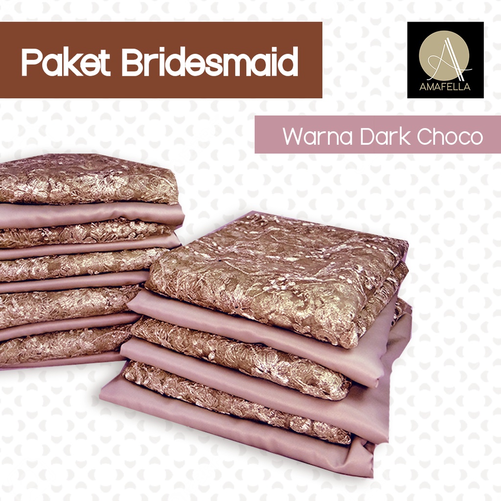 Paket Kain Bridesmaid Seragaman Premium Lamaran Keluarga Lengkap Satin Kebaya Brokat Warna Dark Choco