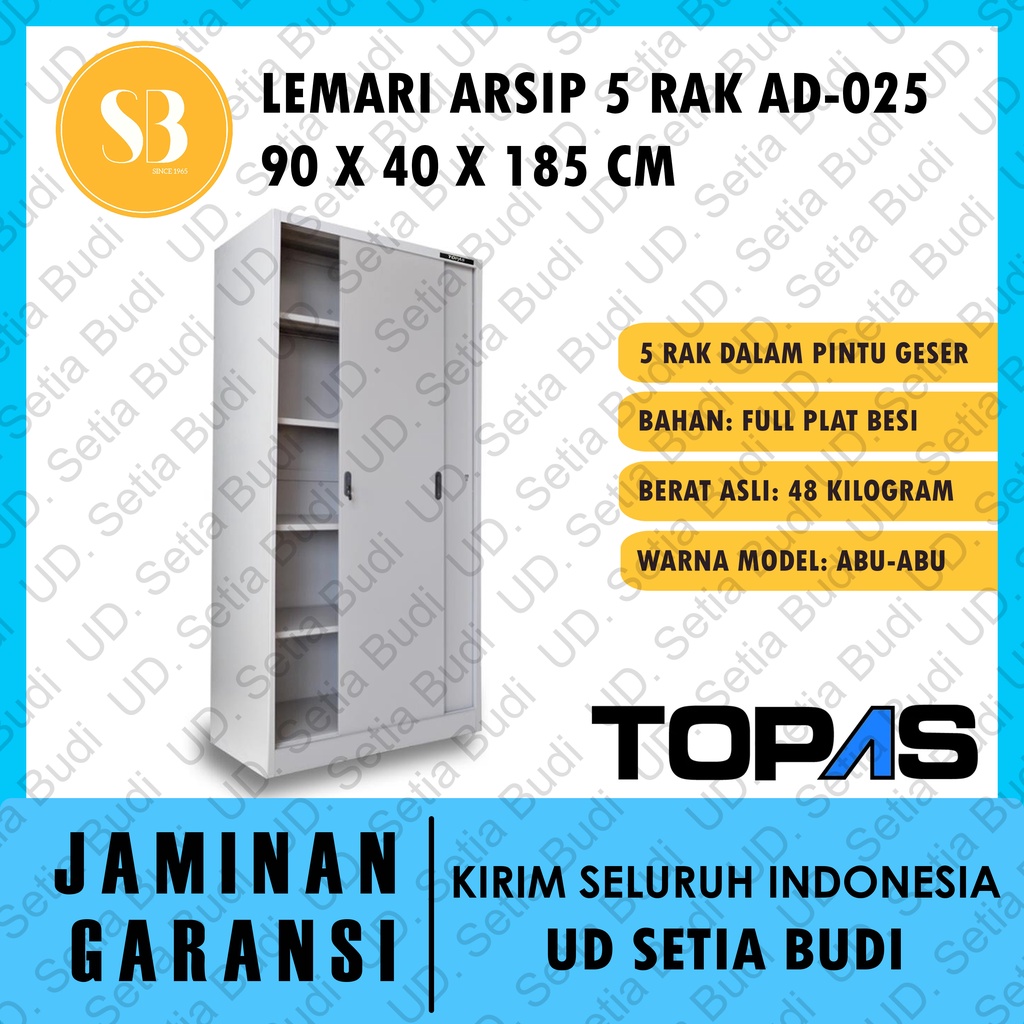 Filling Cabinet Lemari Arsip Besi 5 Rak Pintu Geser TOPAS AD 025