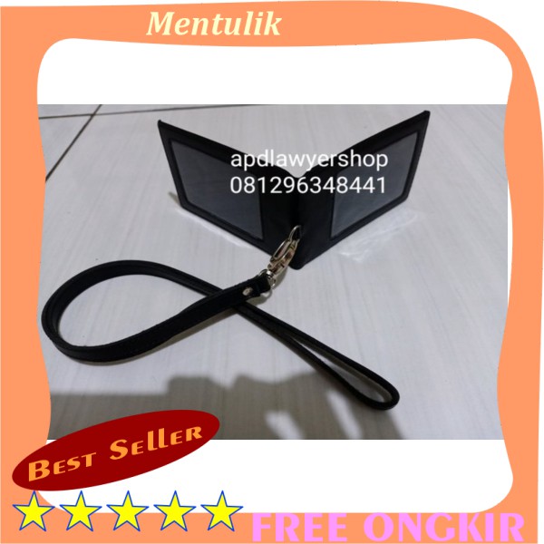 

Name Tag Id Card Tempat Kartu Tali Kulit Warna Hitam 2 Sisi Magnet Kwalitas Baguss