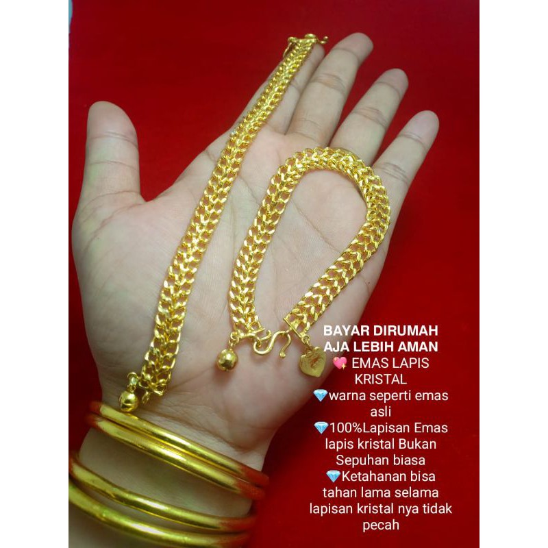 perhiasan acc mas lapis kristal warna seperti mas 24k