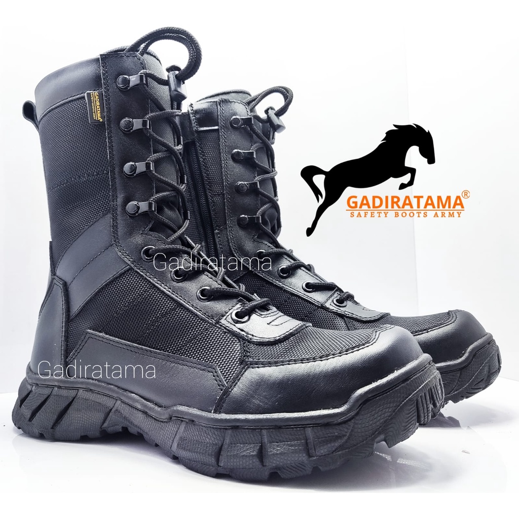 sepatu PDL TNI POLRI safety ujung BESI KULIT SAPI KOMBINASI CORDURA WATERPROOF GADIRATAMA !