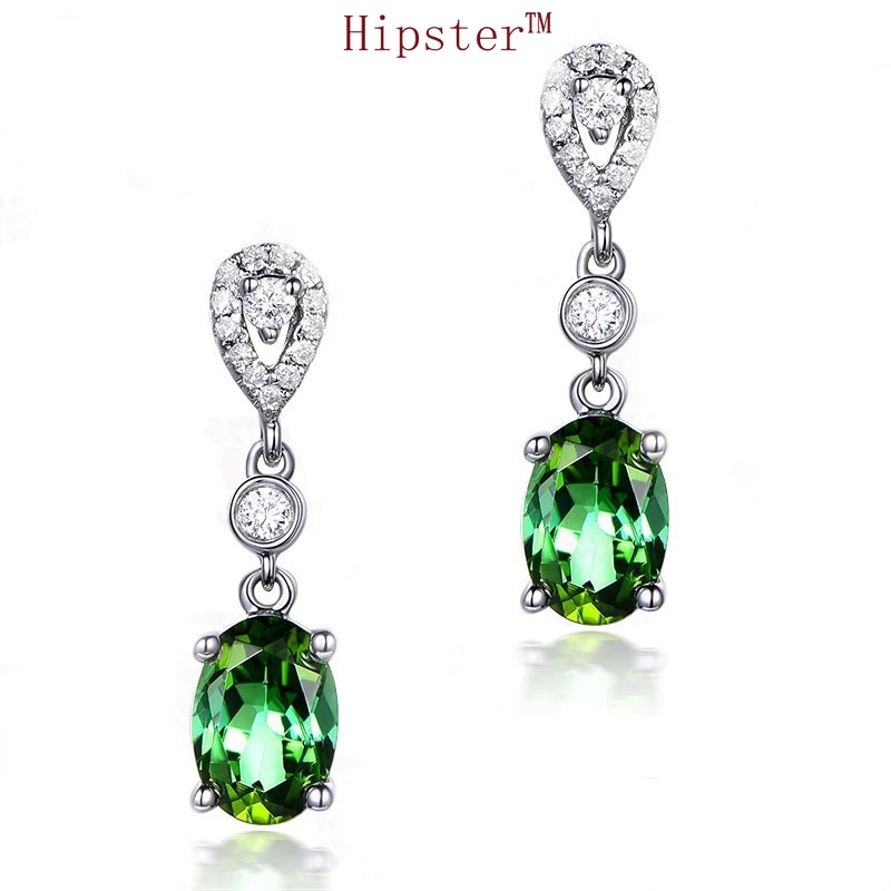 Hot Temperament Entry Lux Diamond Retro Green Crystal Earrings