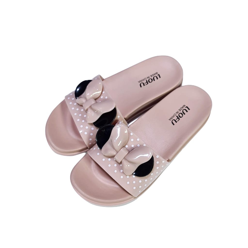 LUOFU ORIGINAL Jelly sandal karet empuk murah anak cewek sendal slop import E7159A-C01