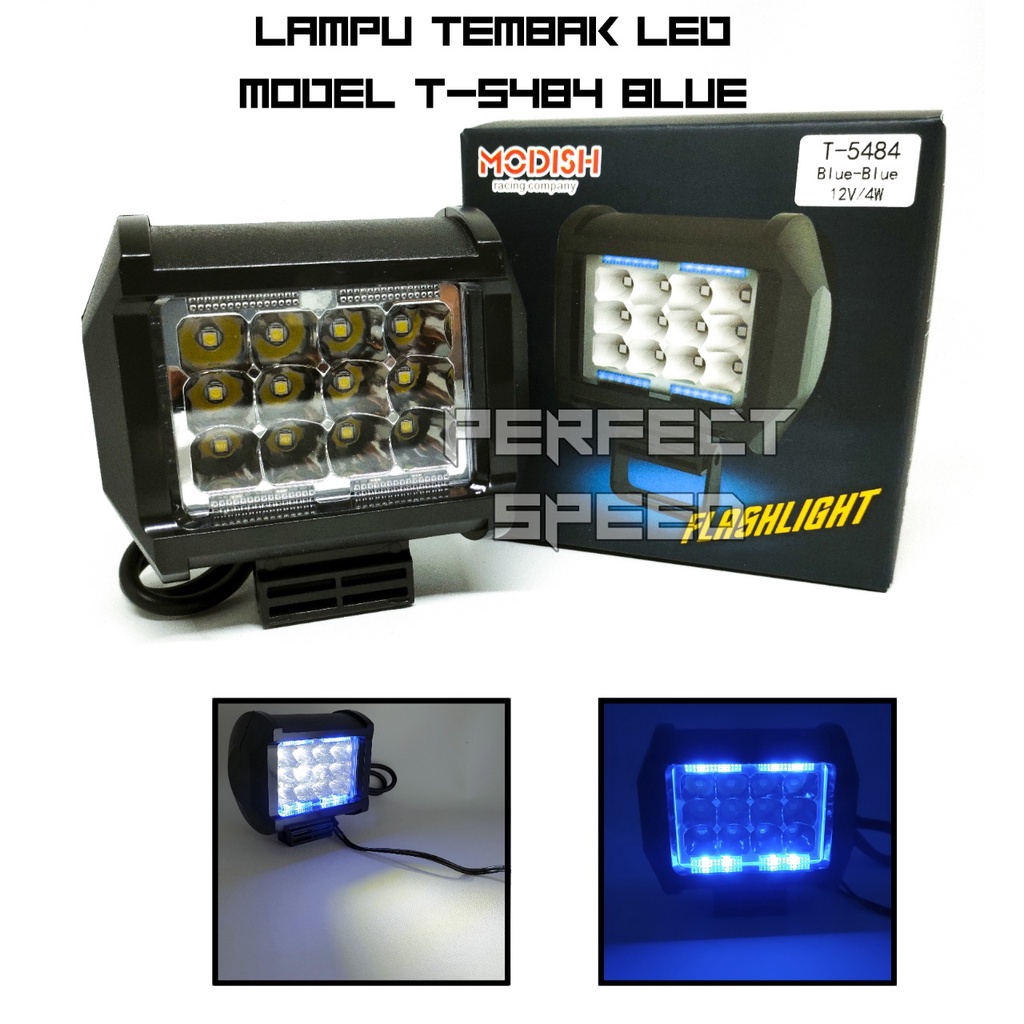 LAMPU TEMBAK MOTOR LED 12 MATA CAHAYA PUTIH ALIS BIRU MODEL T-5484 UNIVERSAL  LAMPU TEMBAK MOTOR