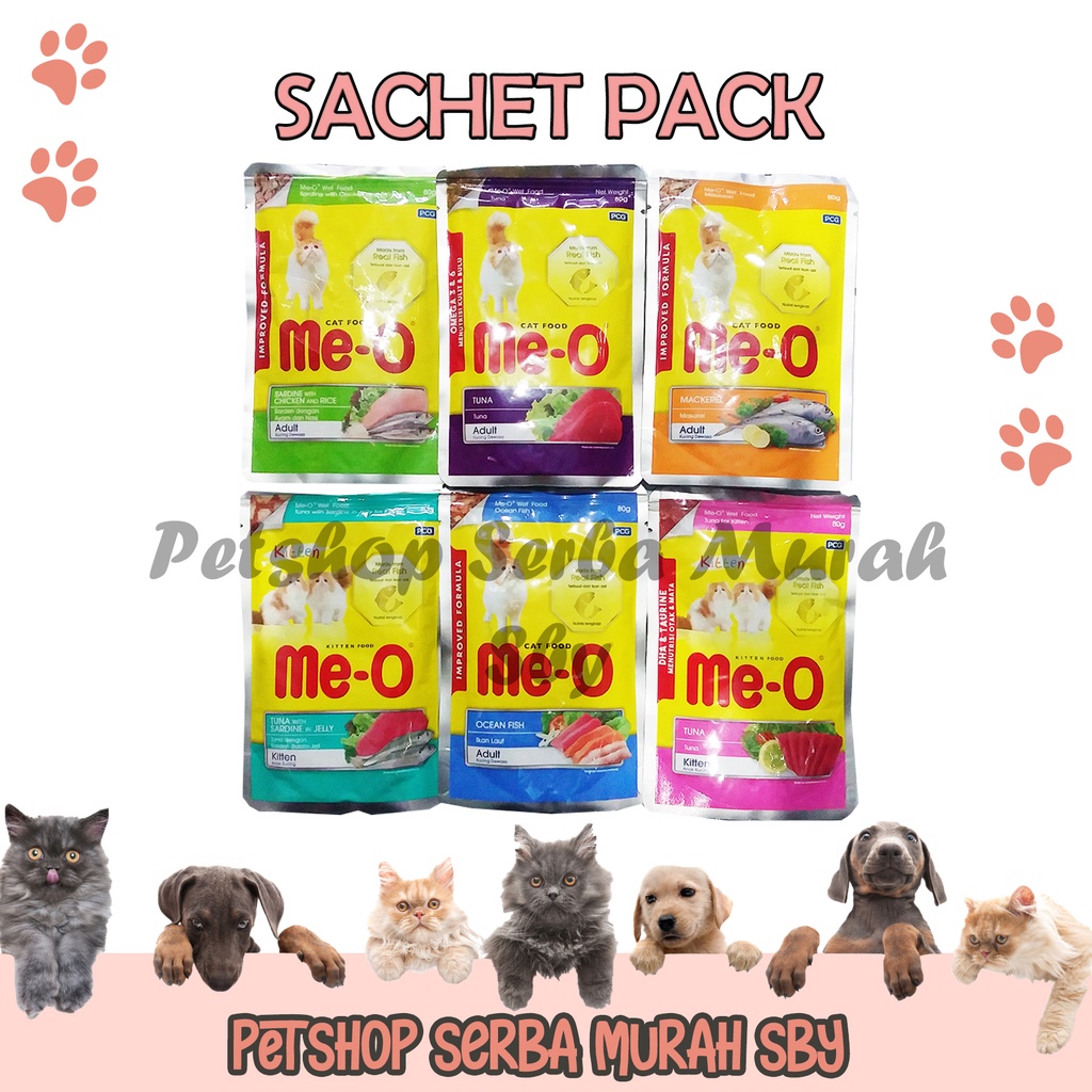 Me-O MeO Pouch 80gr - Makanan Basah Anak Kucing dan Dewasa - Wet Cat Food