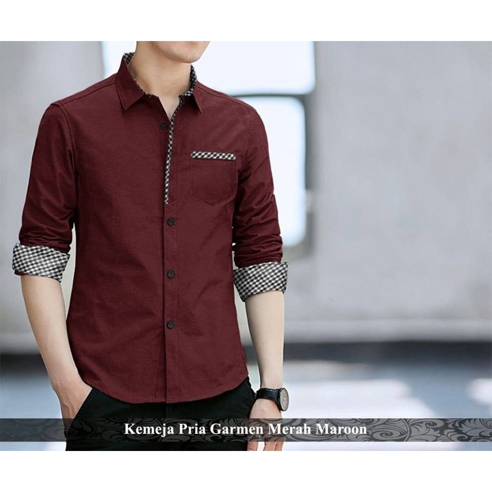 Baju kemeja pria cowok casual formal polos slimfit lengan panjang kemeja kerja premium  fit to xl