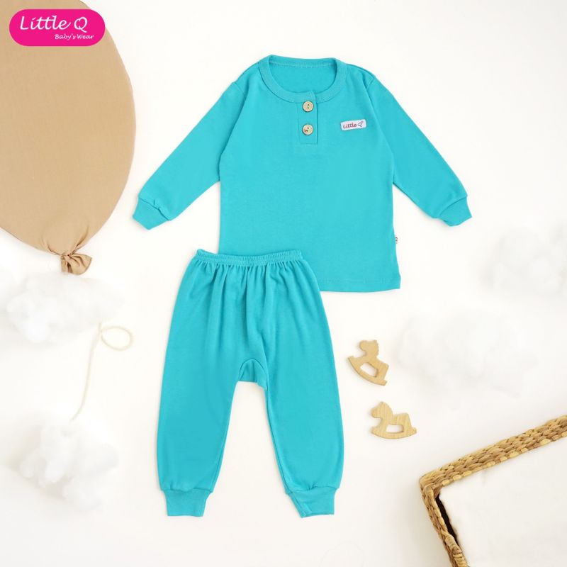 LITTLE Q 3 PASANG PIYAMA BAYI LENGAN PANJANG KANCING DADA UKURAN NB S M L XL SNI SUPER QUALITY