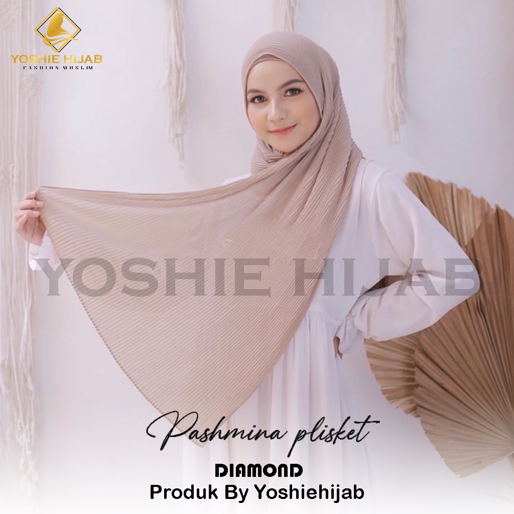 Pashmina Plisket 180x75 Diamond Full Lidi Tanpa Garis Tengah