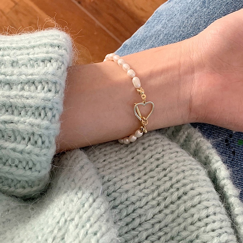 Gelang Mutiara Imitasi Bentuk Hati Untuk Wanita