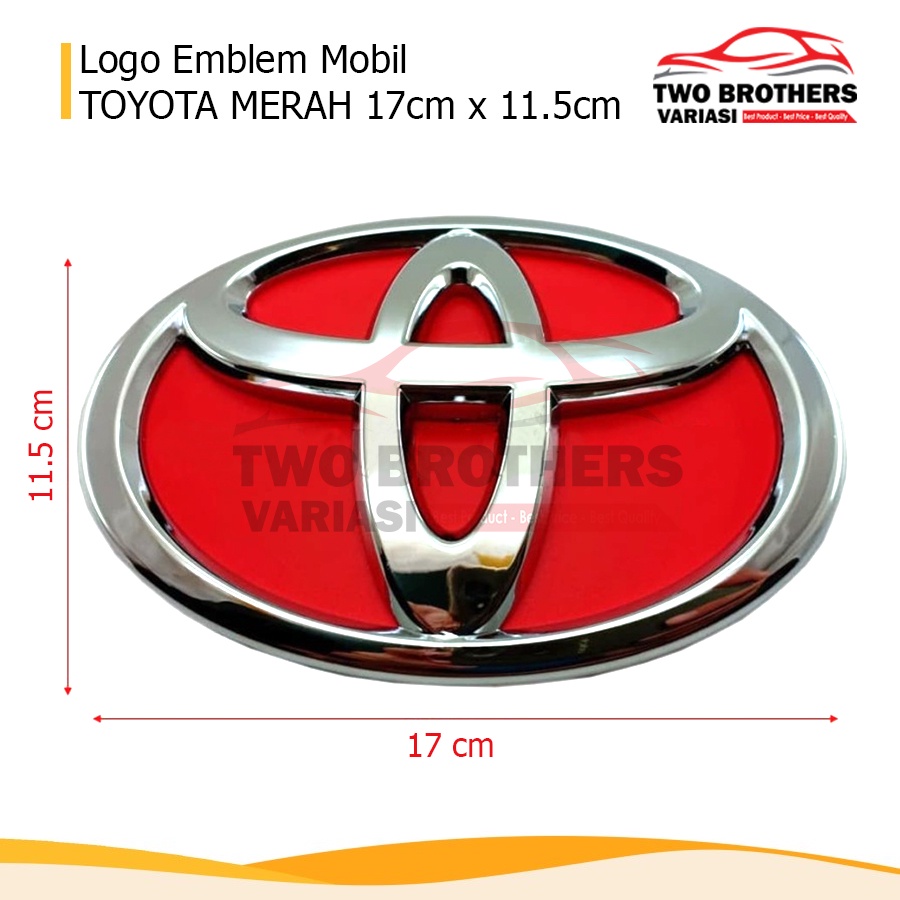 Logo Emblem Mobil TOYOTA MERAH 17CM x 11.5CM