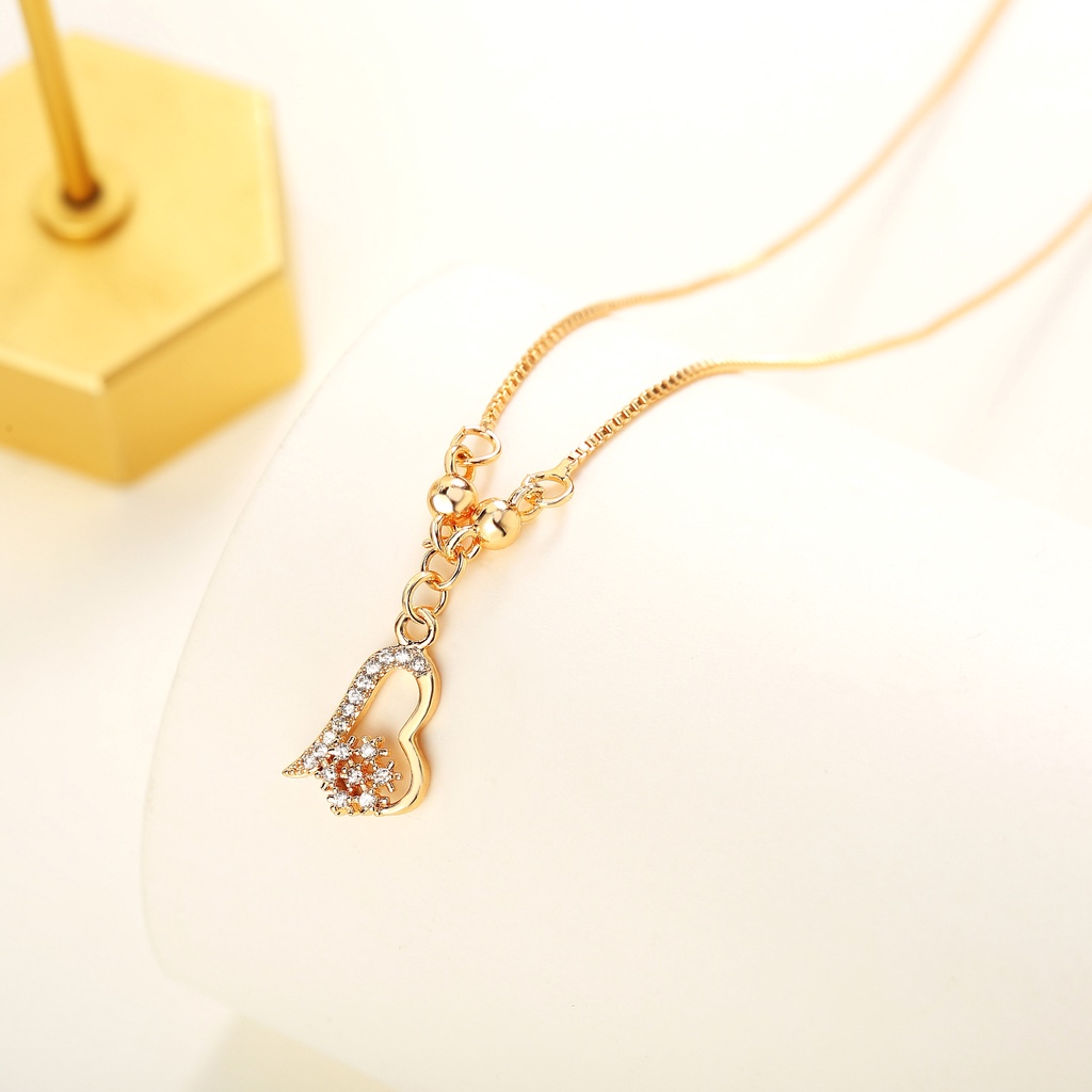 Y473 Kalung Titaniun Wanita Permata Perhiasan aksesoris perak Lapis Alloy Emas Muda Love 18k