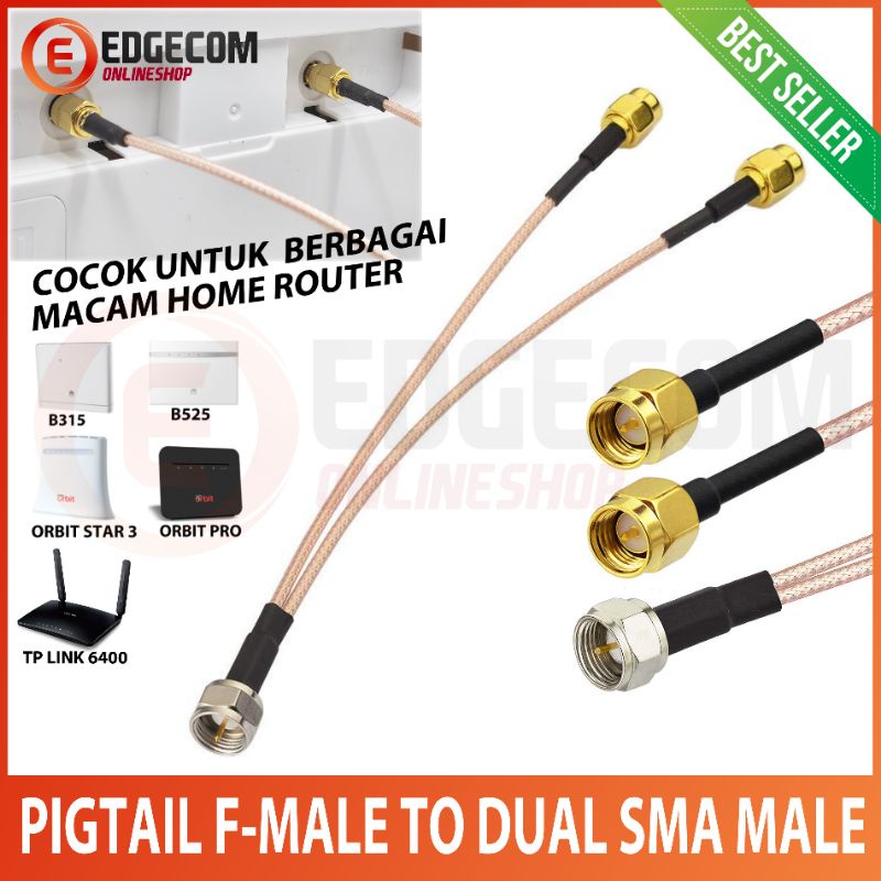 Pigtail Modem Router B315, Orbit Pro, B525, B310 F Male to SMA Male (Pin Jarum) Dual Port