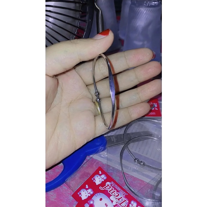 Shopee Gelang Tangan Perhiasan Wanita Dan Pria Model Polos Jewerly Monel Besi Putih Dewasa Anti Kara