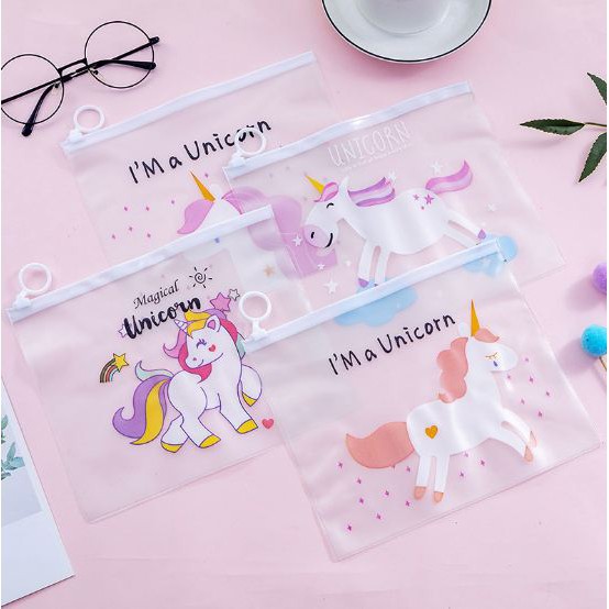 

GU04 Organizer Tempat Pensil Pena / Motif Pink Unicorn Lucu Ziplock Import / Tas ZIP ZIPPER
