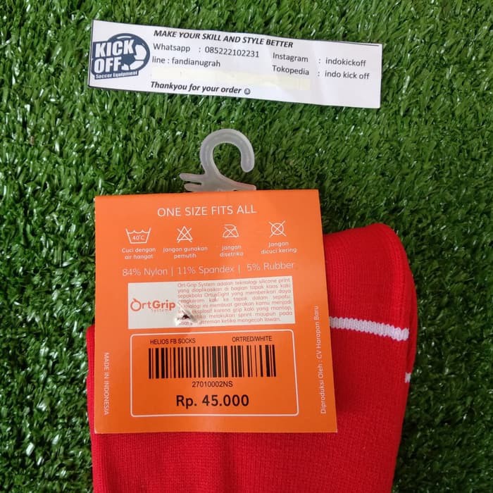 KAOS KAKI FUTSAL / BOLA ORTUSEIGHT HELIOS FB SOCKS  - RED/WHITE