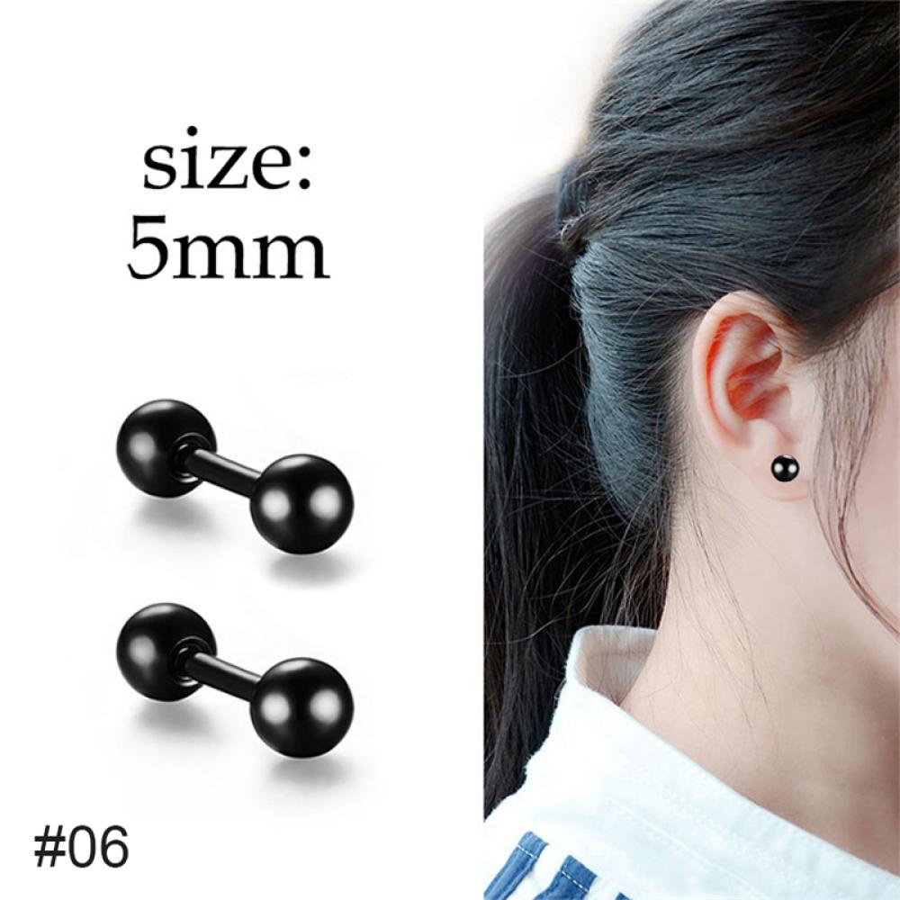 Timekey Anting Tusuk Stainless Steel Warna Hitam Untuk Wanita I3S7