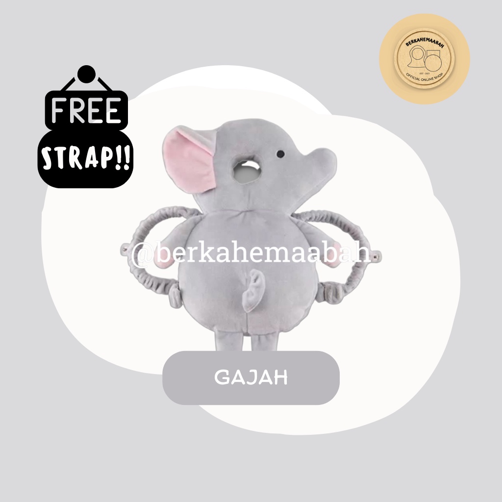 ( FREE STRAP ) Bantal Pelindung Kepala Bayi Gajah | Baby Head Protector | Head Neck Pillow Pad