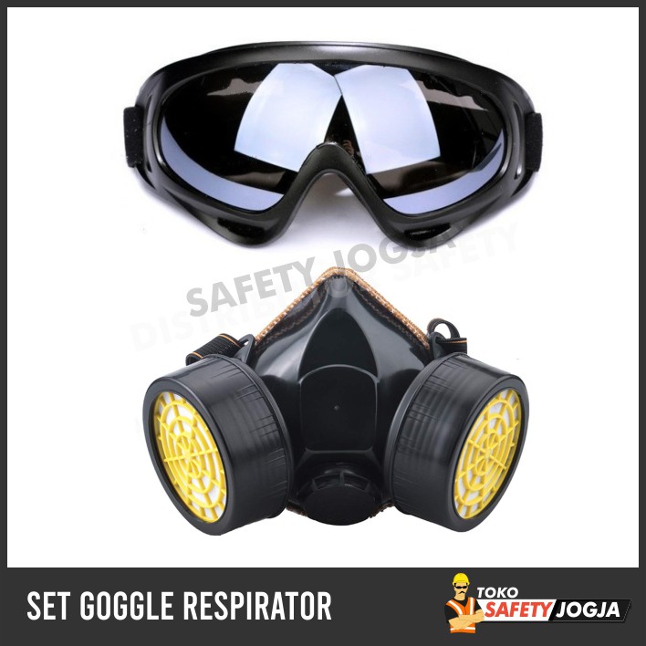 MASKER ASAP / MASKER CHEMICAL / RESPIRATOR DOUBLE DAN KACAMATA GOOGLE