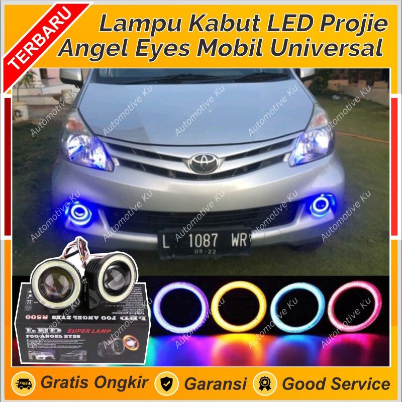 LAMPU MOBIL KABUT LED FOGLAMP + ANGEL EYE PROJIE TEMBAK KABUT 89 MM 89MM 2 MODE TERMURAH : AVANZA XE