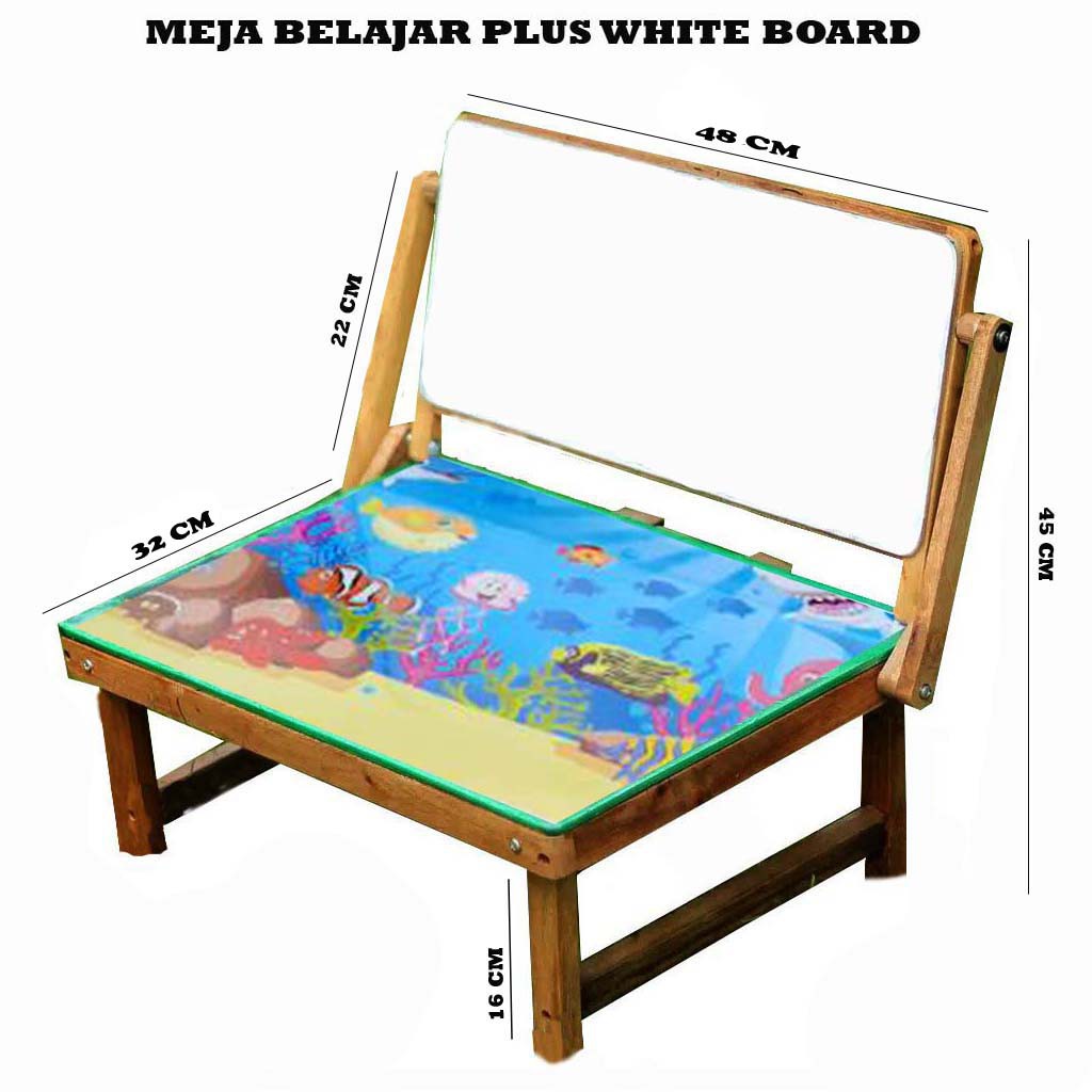

Meja belajar lipat plus white board dan bonus spidol