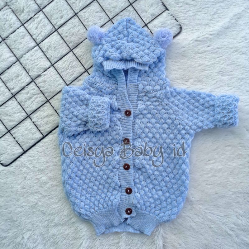 jaket rajut bayi usia 3-12 Bulan