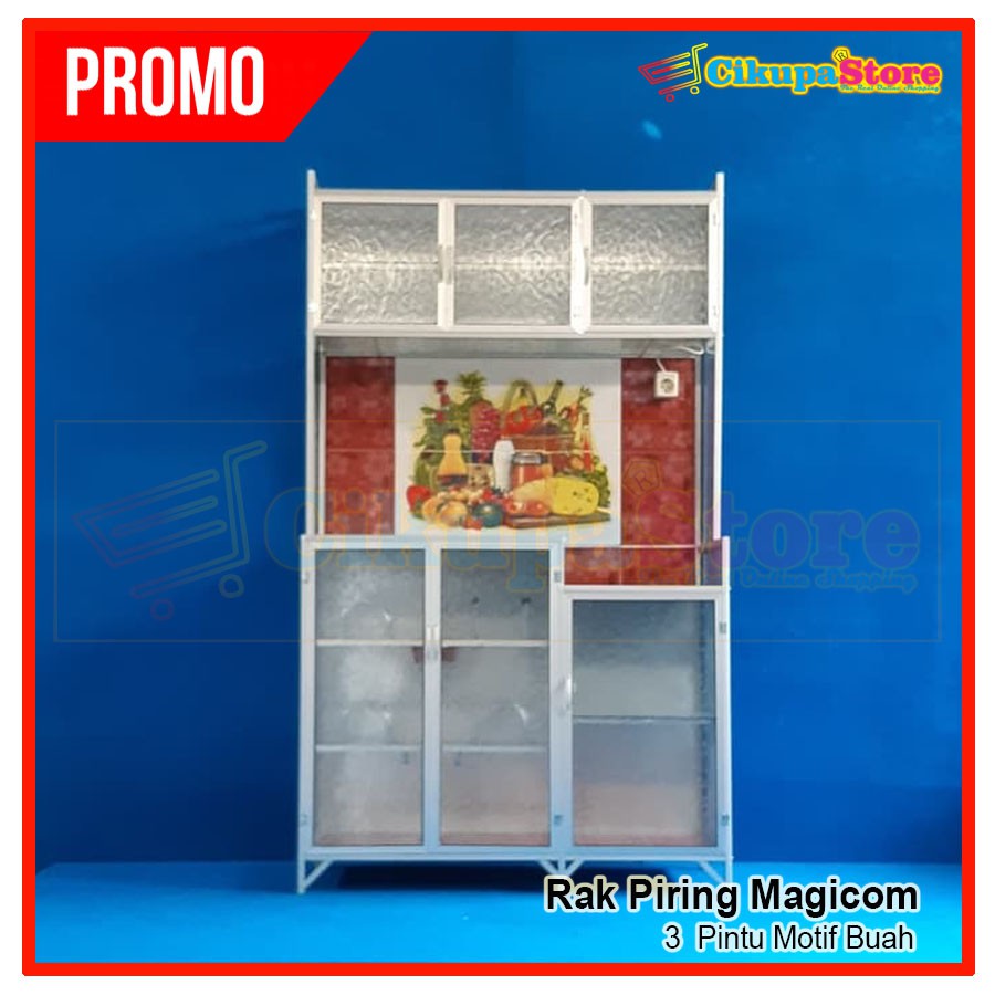 Lemari Rak Piring Keramik 3 Pintu Premium LK 729-92