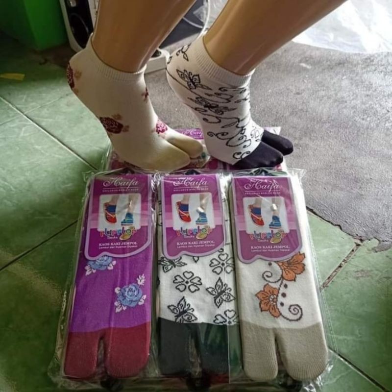 kaos kaki jempol motif ( 3 pasang ) sematakaki muslimah peking rapih