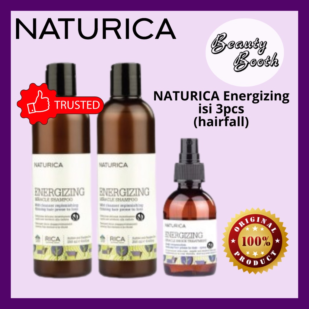 NATURICA Energizing isi 3pcs Paket Hairfall (2 Shampoo 1 Tonic ) Mengatasi Rambut Rontok | Menumbuhkan | Penumbuh rambut