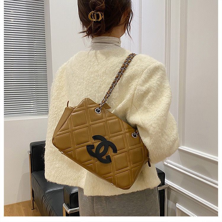 BJ15397 - BLACK/BROWN/KHAKI/WHITE CC - TAS BAHU SHOULDERBAG TALI RANTAI HANDBAG SLEMPANG WANITA FASHION IMPORT MODIS ELEGAN TERMURAH TERLARIS TERBARU BAGSTORE JAKARTA TAS BATAM EL5397