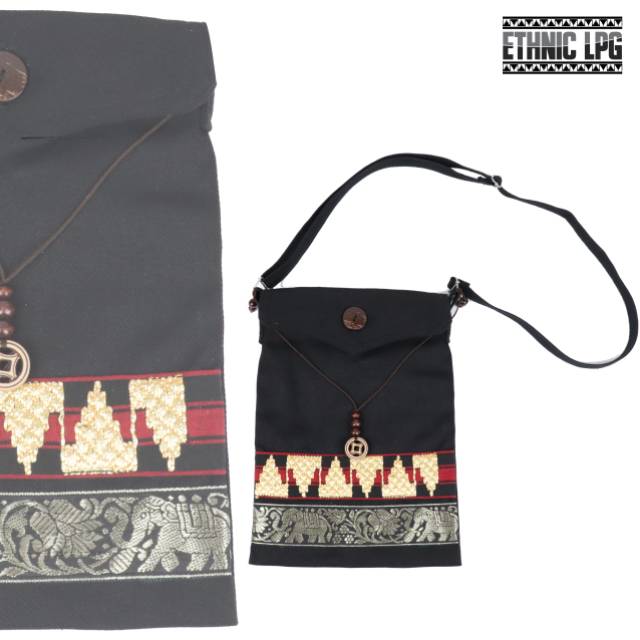 Tas Selempang Tapis | Black Twill Ethnic Lpg Tipe SB-BTGEL | Slingbag Etnik