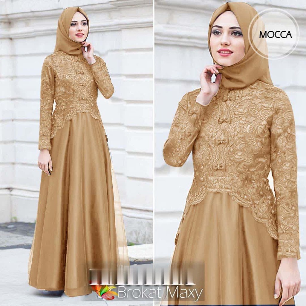 SMARTDN Terbaru gamis syari kaira mocca baju muslim pesta mewah murah mx kae vt